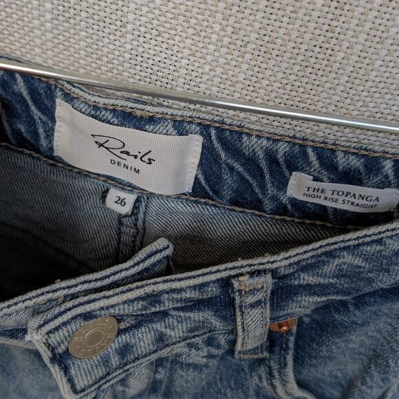 Rails Topanga Straight High Rise Distressed Jeans in Desert Sky, size 26 - Picture 3 of 8